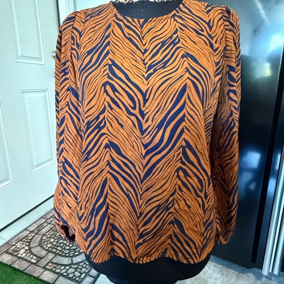 Women's Zebra Print Top - Orange and Black p60 - Picture 1 of 4